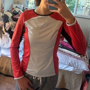 Athletic Long Sleeve Red and White Top